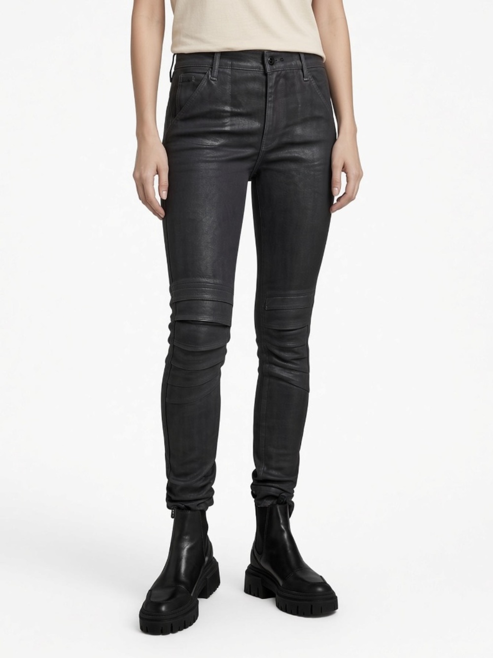 G-Star RAW 1914 3D Coated Waxed Skinny Moto Jeans Magma Cobler 28/34 Tall NWOT